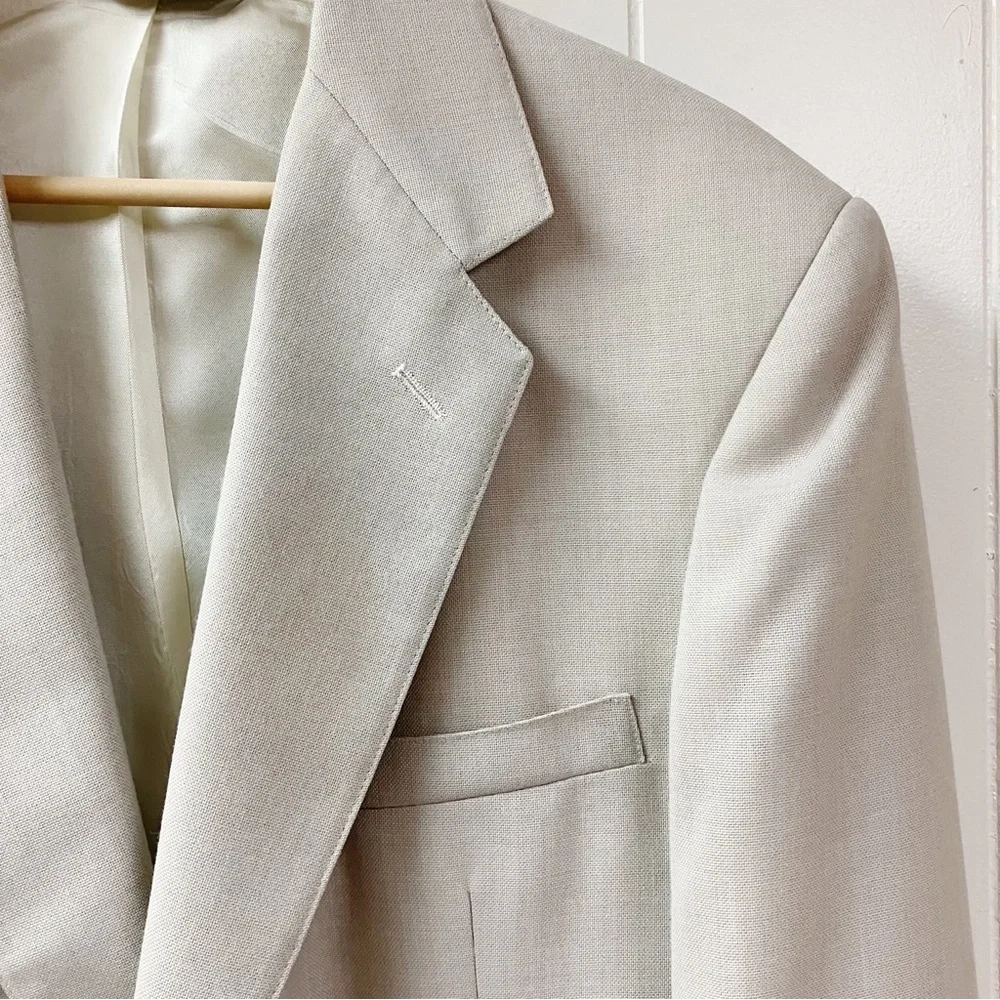 Office Wedding Travel APPLESEEDS Mens Single Breasted Jacket Blazer 46 L Beige